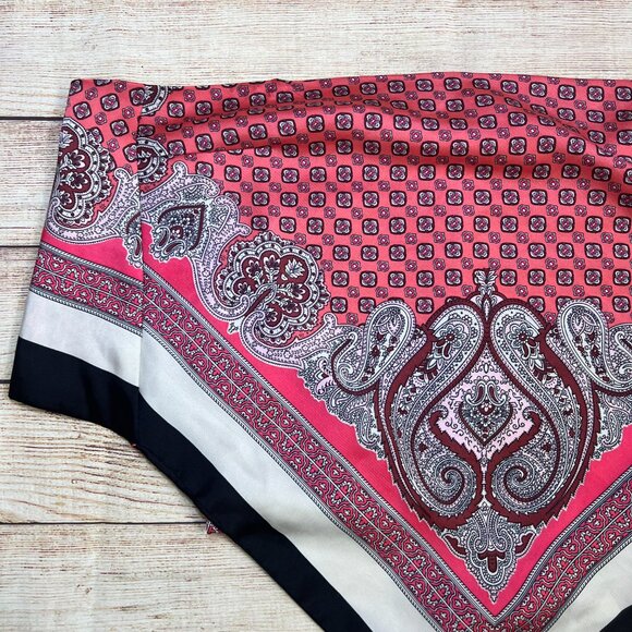 ZARA‎ Women's Paisley Scarf Print Bandana Top Size XS Red Pink Black Boho - Picture 4 of 6